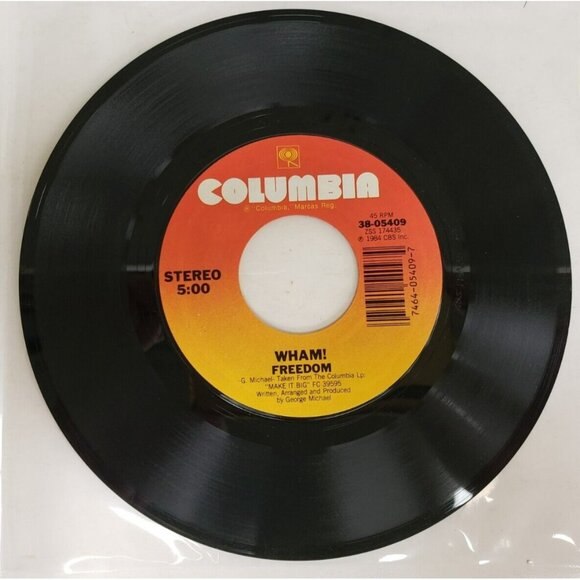 Record 45 RPM Vinyl  Wham! Freedom/ Heartbeat with Picture Sleeve VINTAGE  1984 - Picture 3 of 6